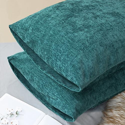 CaliTime Throw Pillow Covers Decorative 20 X 26 Inches Pack of 2 Cozy Chenille Standard Pillow