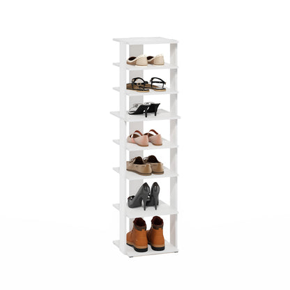 Furinno Compact Vertical Shoe Rack, 8-Tier Narrow Shoe Organizer, Free Standing Shoe Storage, Shoe