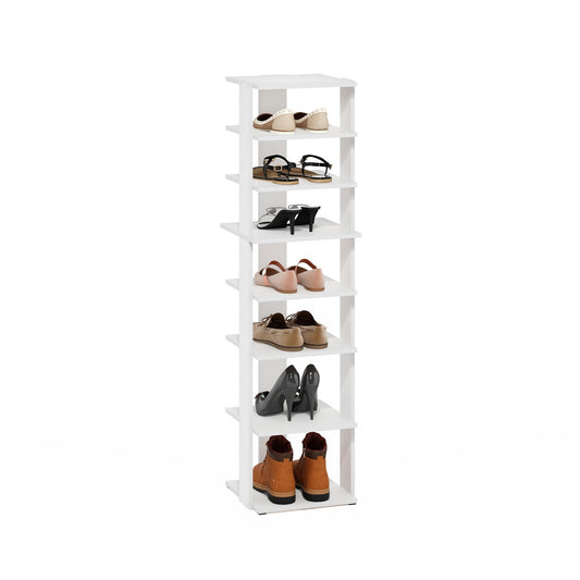 Furinno Compact Vertical Shoe Rack, 8-Tier Narrow Shoe Organizer, Free Standing Shoe Storage, Shoe