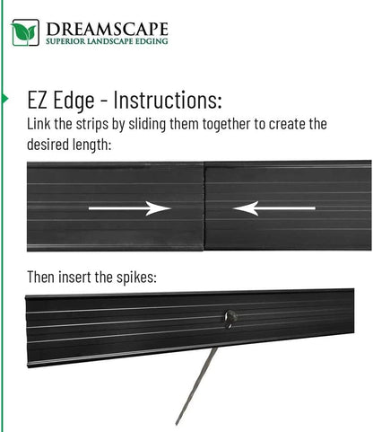 Dreamscape E-Z Edge Aluminum Landscape Edging - 12 Strips, 6ft Each (72ft Total), Black