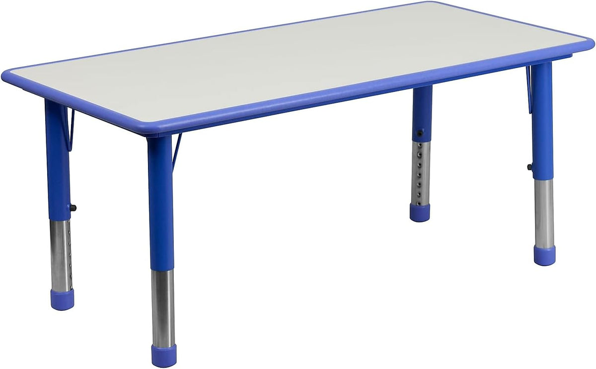 Flash Furniture Emmy Adjustable Classroom Activity Table with 6 Stackable Chairs, Plastic Activity