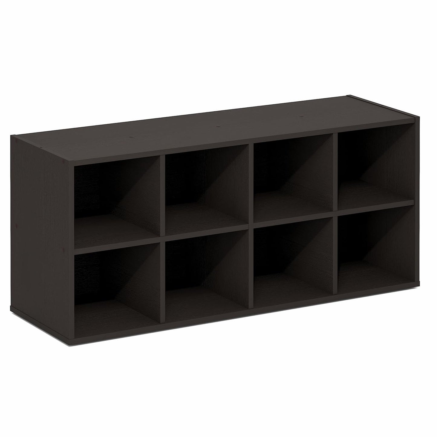 Furinno FANO 8-Cube Shoe Rack, Stackable Shoe Organizer, Dark Oak