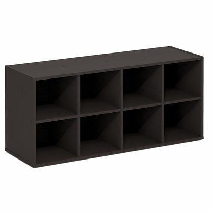 Furinno FANO 8-Cube Shoe Rack, Stackable Shoe Organizer, Dark Oak