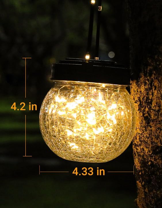 PARTPHONER Solar Lanterns Solar Lights Outdoor Waterproof 6-Pack, Solar Powered Hanging Lights