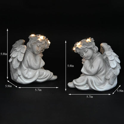 Angel Statue Garden Decor for Outside Solar Outdoor Decorations Patio Cherub Christmas Yard Porch