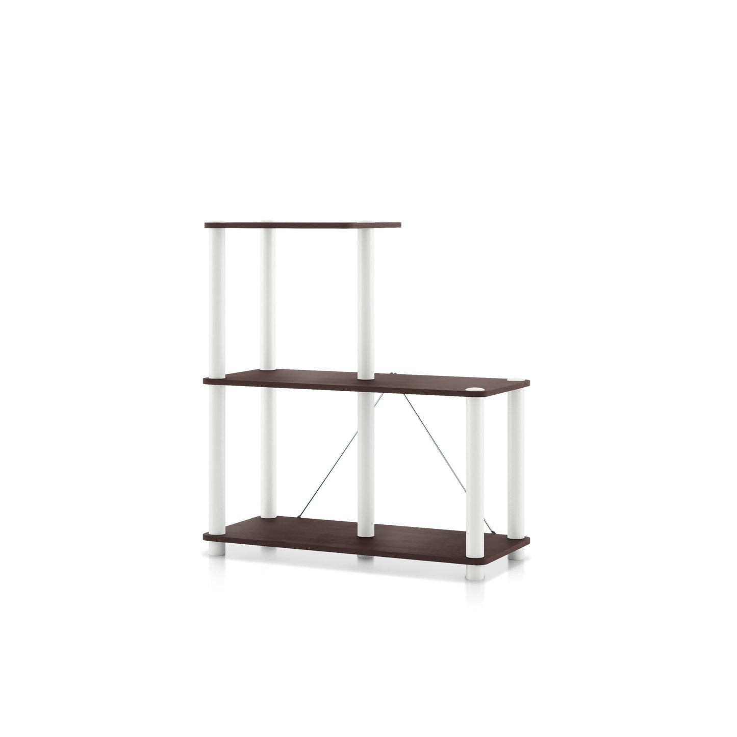 Homes: Inside + Out Apexa Modern 3-Cube Ladder Shelving Units, Collectibles Display Shelves, Easy