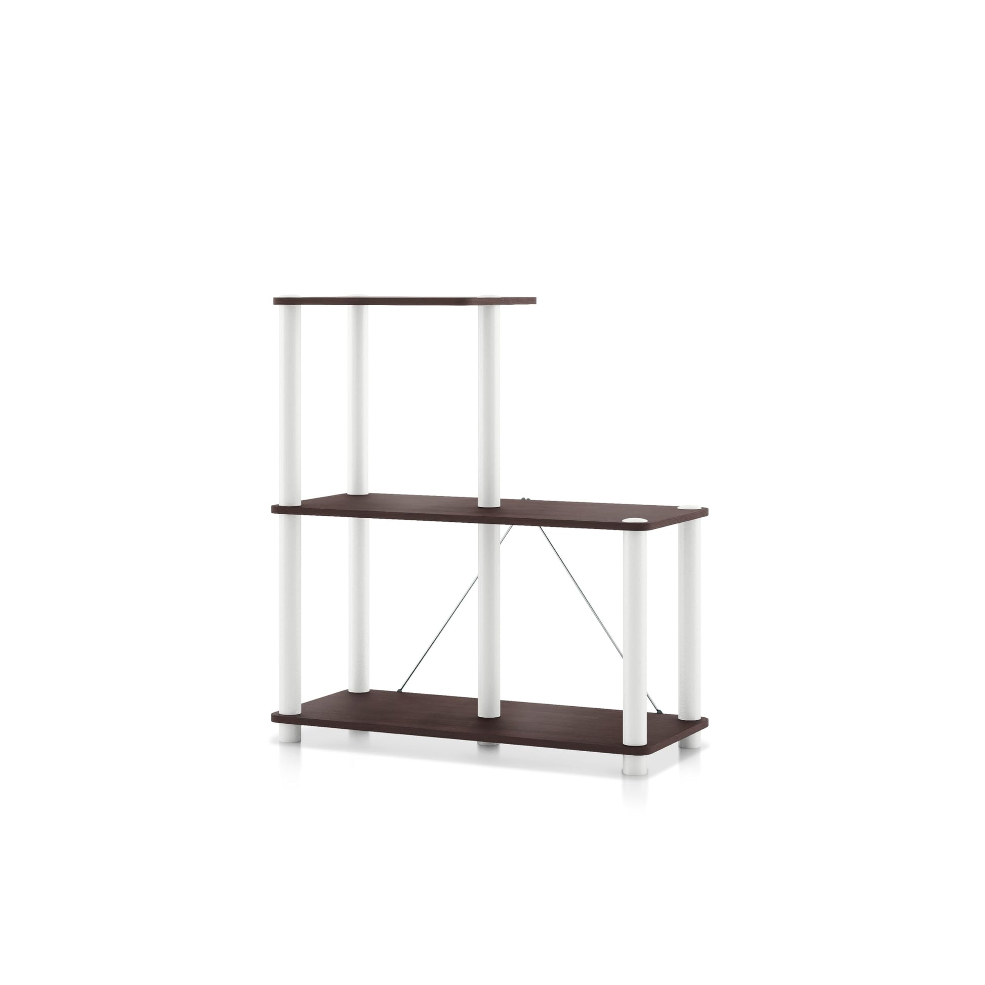 Homes: Inside + Out Apexa Modern 3-Cube Ladder Shelving Units, Collectibles Display Shelves, Easy
