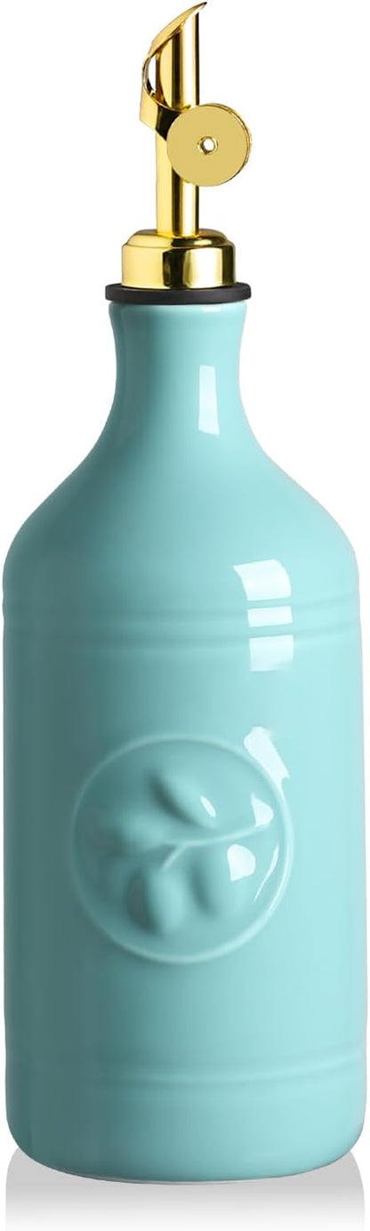 Sweejar 16 Oz Ceramic Olive Oil Dispenser Bottle, Oil Dispenser for Kitchen with Gravity Spout