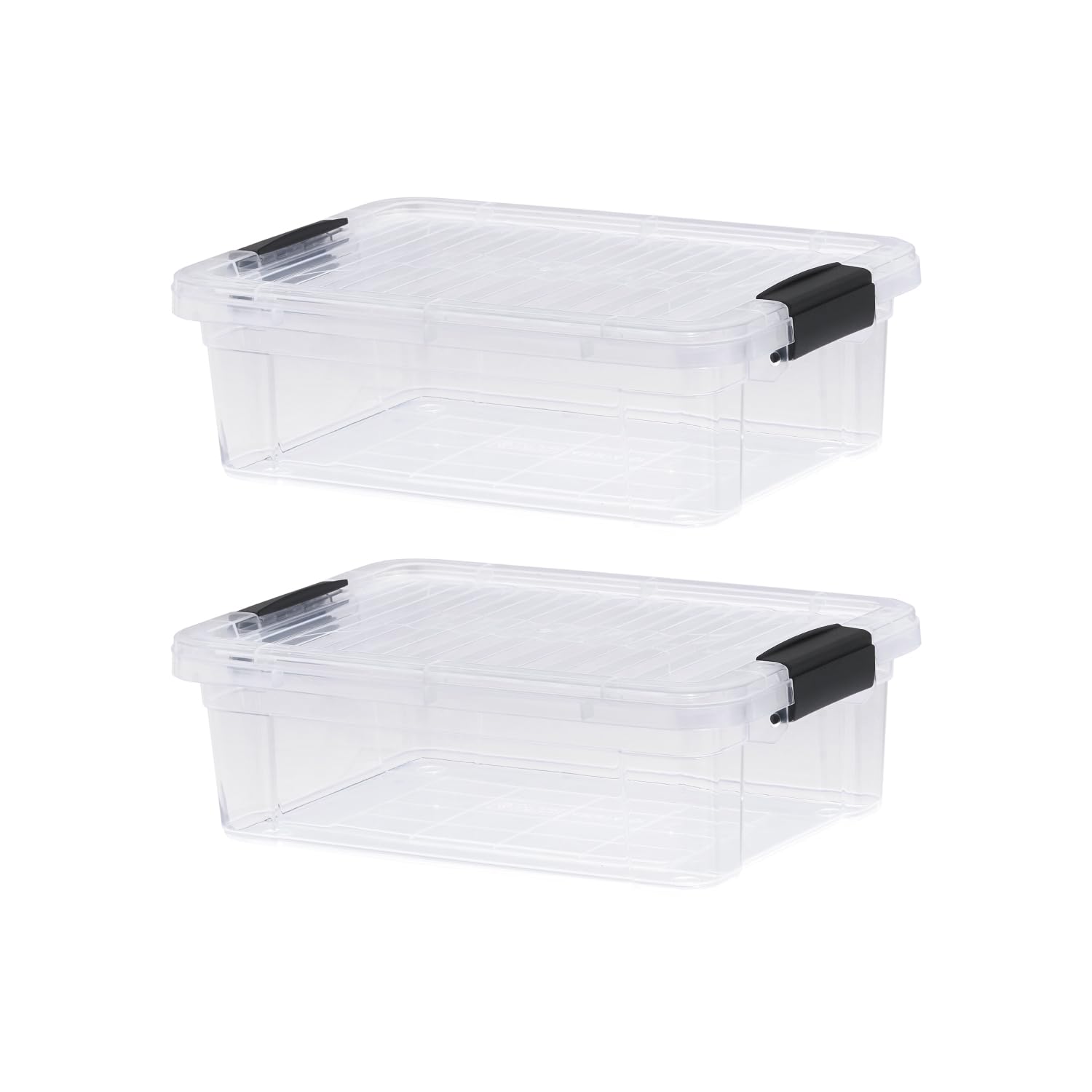 Superio Clear Storage Boxes with Lids, 2.3 Quart Plastic Container Bins for Organizing, Stackable