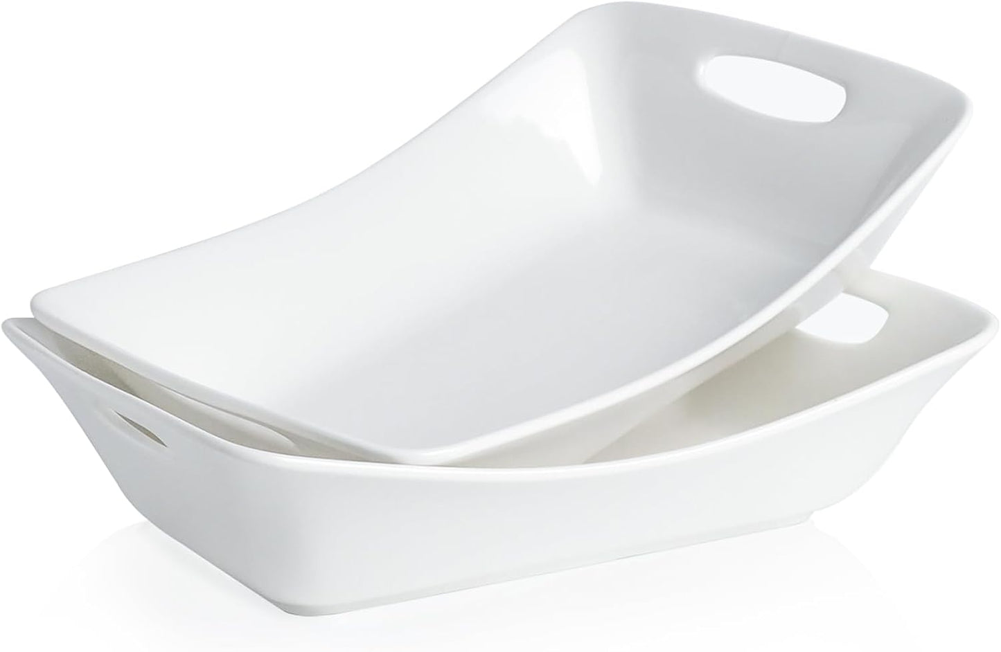 Kanwone Large Serving Bowls with Handles, White Serving Dishes For Entertaining, 1.8 Quarts
