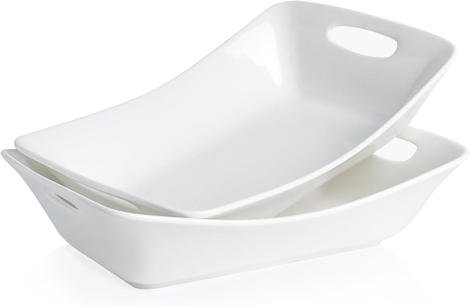 Kanwone Large Serving Bowls with Handles, White Serving Dishes For Entertaining, 1.8 Quarts