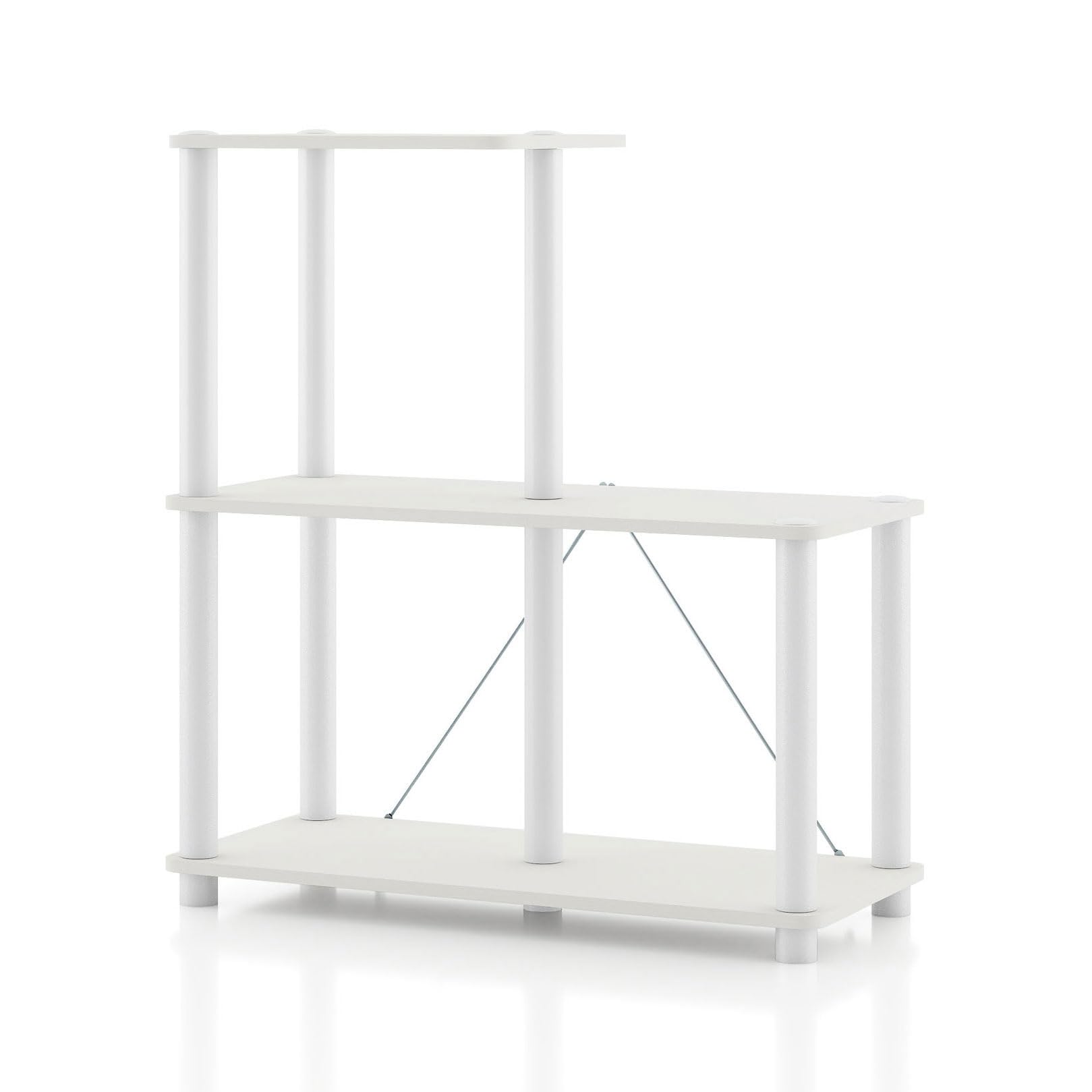 Homes: Inside + Out Apexa Modern 3-Cube Ladder Shelving Units, Collectibles Display Shelves, Easy