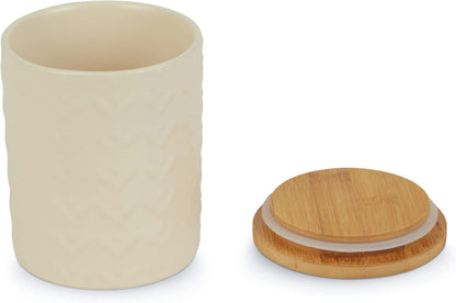 DII Kitchen Accessories Collection, Textured Matte Ceramic Canister Set, Antique White, Vine, 3