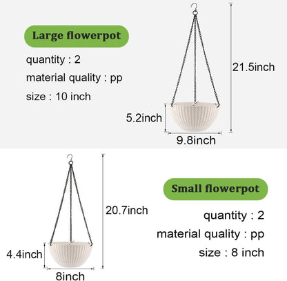 Hanging Planters for Indoor Outdoor Plants 8/10 Inch, 4 Packs Plant Hanger with Drainage Holes