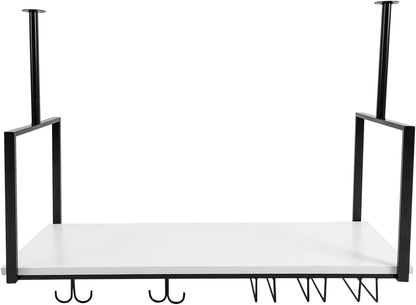 Hanging Wine Rack with Glass Holder and Shelf Metal Ceiling Bar Wine Glass Rack Industrial Wall