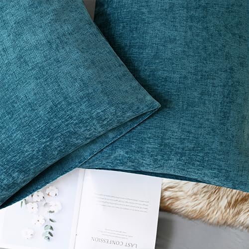 CaliTime Throw Pillow Covers Decorative 20 X 26 Inches Pack of 2 Cozy Chenille Standard Pillow