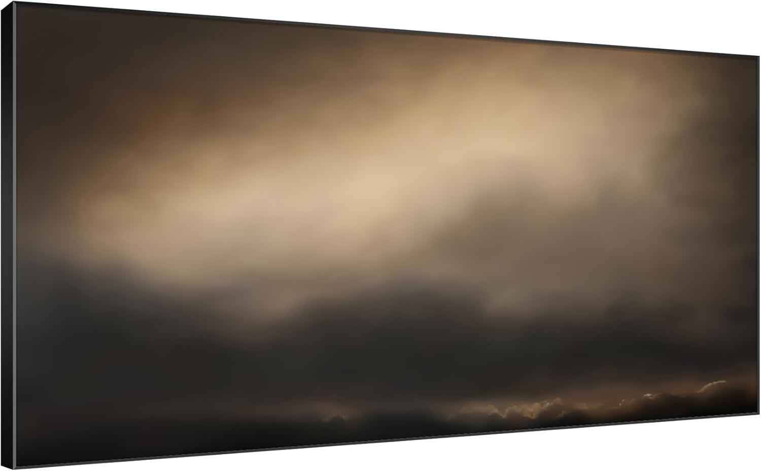 SIGNWIN 24"x46" Extra Large Framed Wall Art Golden Sunset Cloud, Moody Sky Scene for Home Living