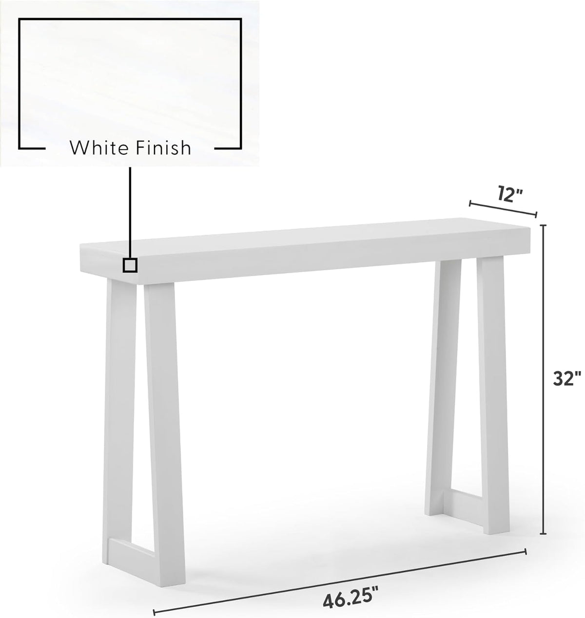 Plank+Beam Solid Wood Console Table, 46.25 Inch, Sofa Table, Narrow Entryway Table for Hallway