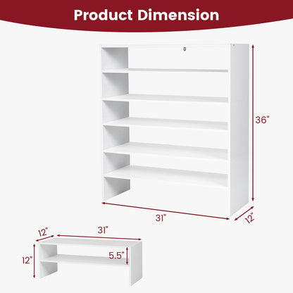 Tangkula 6-Tier Stackble Shoe Rack for Closet, Space Saving Wooden Corner Shoe Storage Shelf for 18