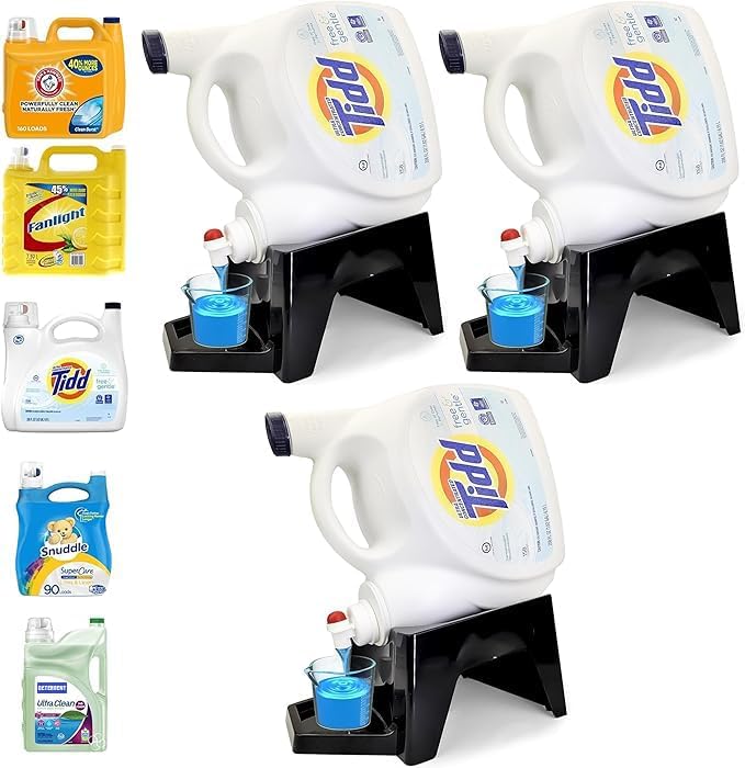 TidyFriend 3 Pack Laundry Detergent Dispenser with Tray & Strap, Laundry Soap Dispenser with