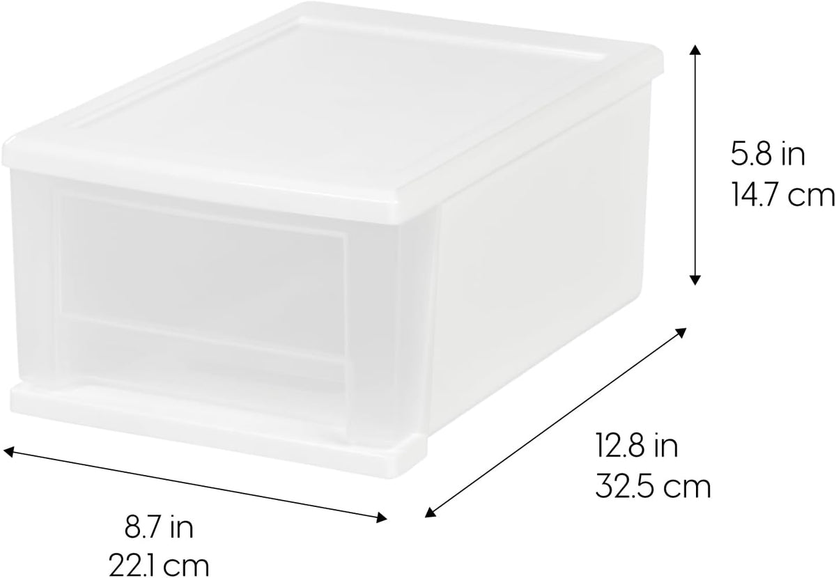IRIS USA 7 Qt. Plastic Drawer Storage Organizer Stacking Drawers, 4-Pack, Stackable Unit with