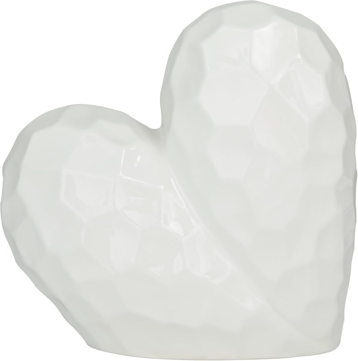 Deco 79 Porcelain Ceramic Heart Decorative Sculpture Dimensional Angled Origami Inspired Home Decor