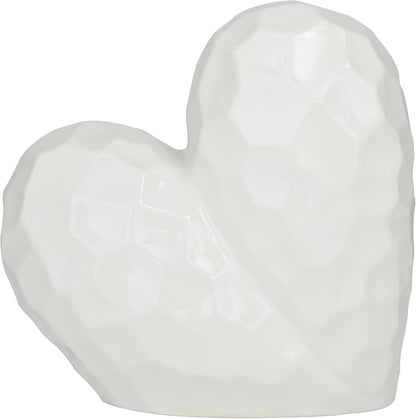 Deco 79 Porcelain Ceramic Heart Decorative Sculpture Dimensional Angled Origami Inspired Home Decor