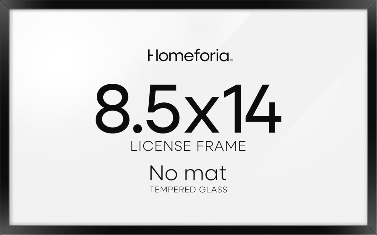 Homeforia 8.5 x 14 Marriage License Frame Black, High End Metal 8.5x14 Marriage Certificate Frames