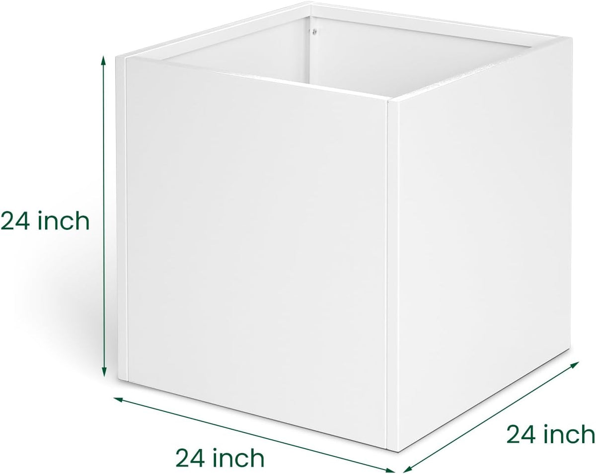 White Steel Planter Square Outdoor Planters Galvanized Steel Planter Box Indoor Metal Large