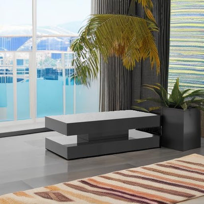 Uspeedy 47.3IN High Glossy LED Coffee Table,Modern Coffee Tables for Living Room,Living Rooms