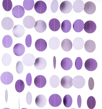 Purple Lavender Paper Garland Circle Dots Party Garland Streamer Backdrop Hanging Decorations, 2.5"