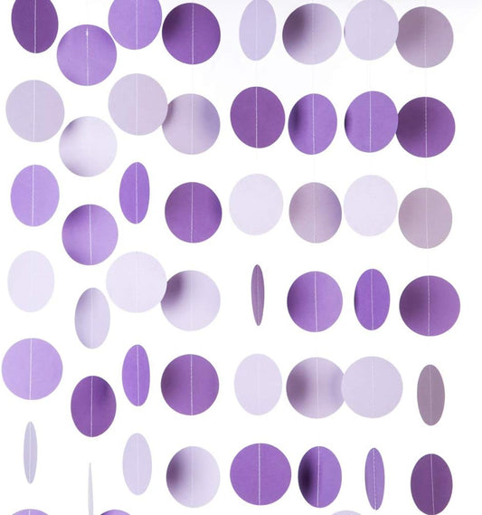 Purple Lavender Paper Garland Circle Dots Party Garland Streamer Backdrop Hanging Decorations, 2.5"