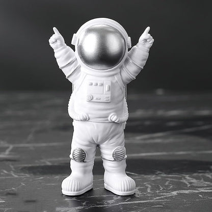 4 Pcs Silver White Astronaut Statues Set, Spaceman Sculpture Figurines Home Ornament Cake Toppers