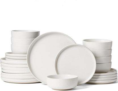 Famiware Milkyway Plates and Bowls Sets, 24 Pieces Dinnerware Sets, Reactive Glaze Dish Set