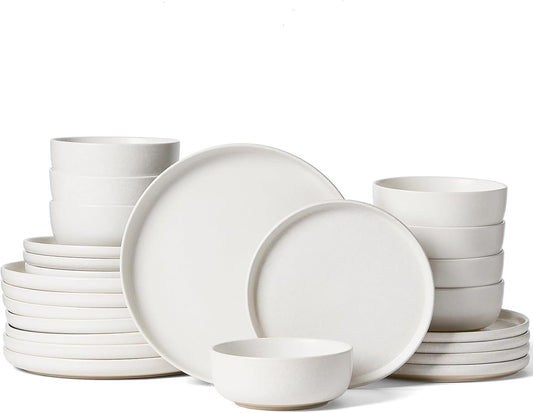 Famiware Milkyway Plates and Bowls Sets, 24 Pieces Dinnerware Sets, Reactive Glaze Dish Set
