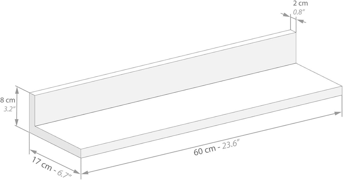 Mobili Fiver, Set of 2 Rachele Shelves, 23.62 in, Ashwood White, Melamine-Finished, Wall Mounted