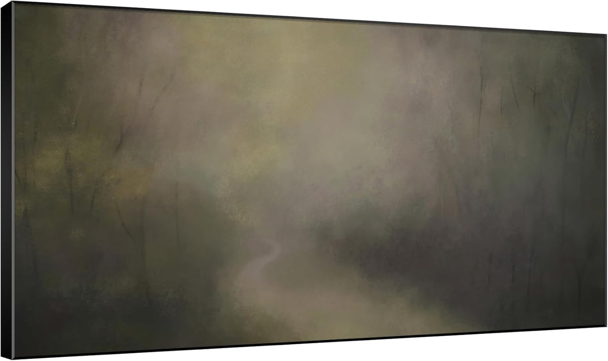 SIGNWIN 36"x60" Extra Large Framed Wall Art Muted Forest Path Soft Misty Woodland Scene