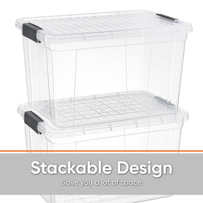 Superio Clear Storage Boxes with Lids, 14.25 Quart Plastic Container Bins for Organizing, Stackable