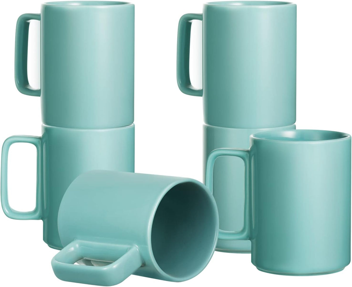 E-liu Porcelain Tea Mugs Coffee Mug Set, Large 15 Ounces Cups for Coffee, Tea, Cocoa, and Mulled