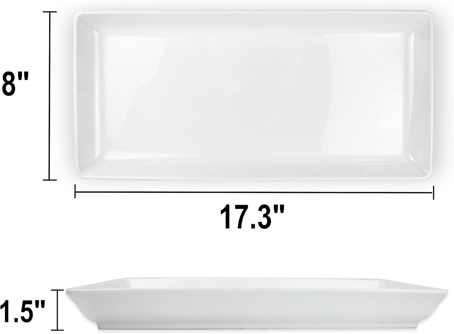 Long Melemine Serving Tray, 17.3x8x1.5 in Serving Platters and Trays for Appetizer, Charcuterie