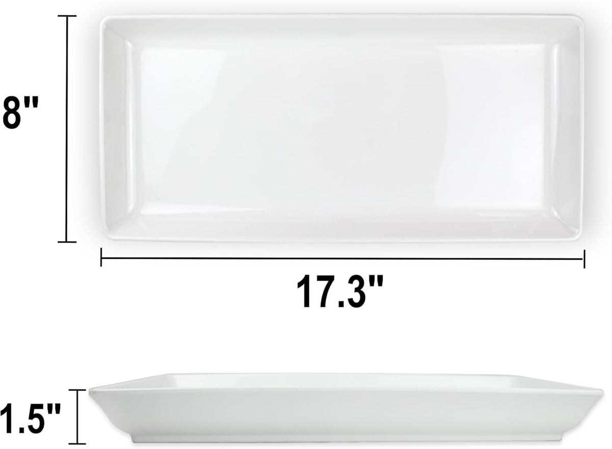 Long Melemine Serving Tray, 17.3x8x1.5 in Serving Platters and Trays for Appetizer, Charcuterie