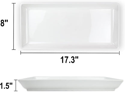 Long Melemine Serving Tray, 17.3x8x1.5 in Serving Platters and Trays for Appetizer, Charcuterie