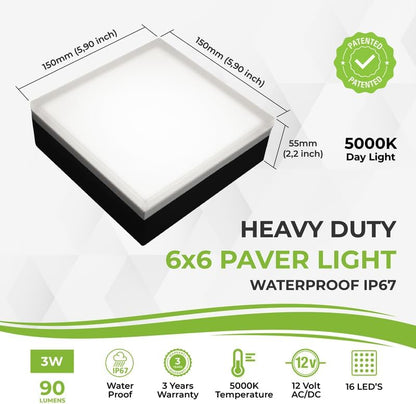 LUMENGY Paver Light 6×6 Inch (5.9 inch X 5.9 inch), 5000K Brick Lighting for Pavers, Driveway