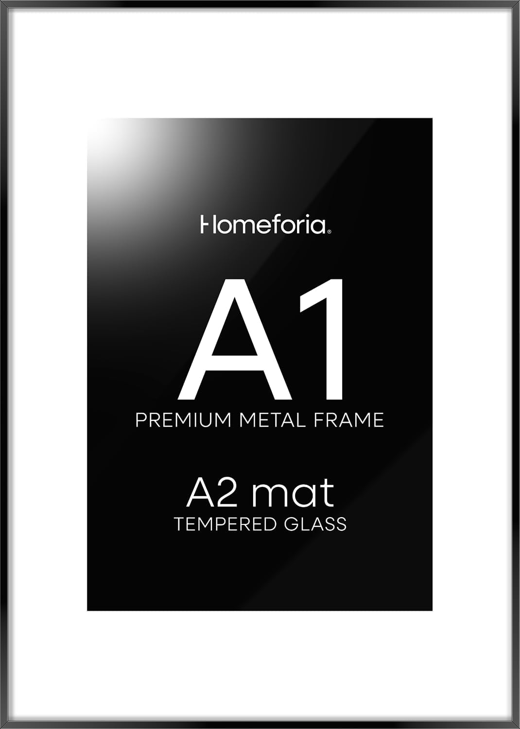Homeforia A1 Poster Frame Black, High End Metal 23.4 x 33.1 inch Large Picture Frames with Mat 16.5