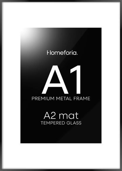 Homeforia A1 Poster Frame Black, High End Metal 23.4 x 33.1 inch Large Picture Frames with Mat 16.5