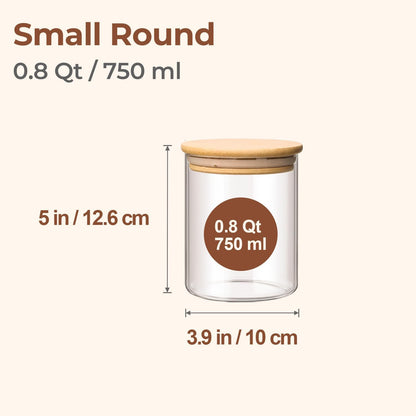 ComSaf 0.8 Qt Glass Food Storage Jars Set of 6, Clear Glass Storage Containers with Lids, Pantry