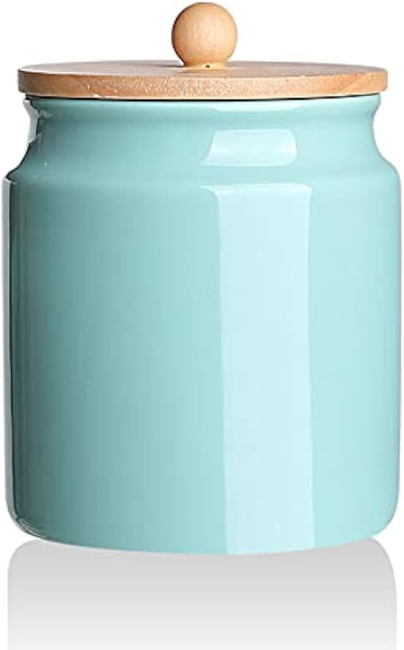 Sweejar Ceramic Kitchen Canisters, 28 FLOZ Porcelain Food Storage Jar with Airtight Seal Wooden