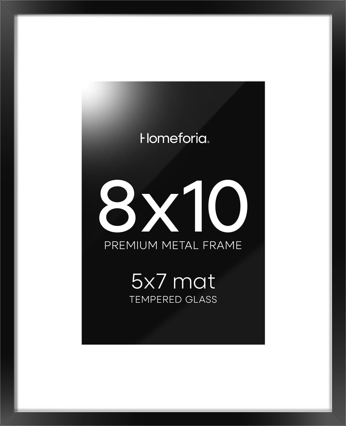 Homeforia Black Picture Frames 8x10, High End Metal 8 x 10 Photo Frame with Mat 5 by 7 Art, 10x8