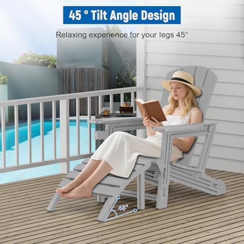 Adirondack Ottoman, All Weather Foot Rest for Adirondack Chair, HDPE Plastic Adirondack