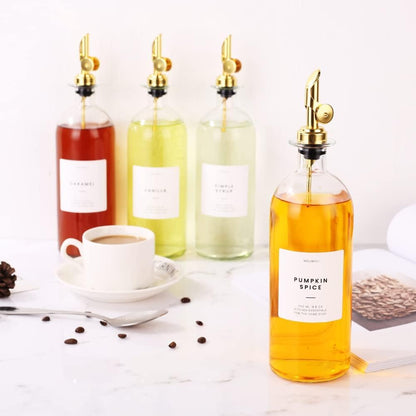 Molimoli Oil and Vinegar Dispenser with Metal Pour Spout, Weighted Pourer, Glass Bottle Dispenser